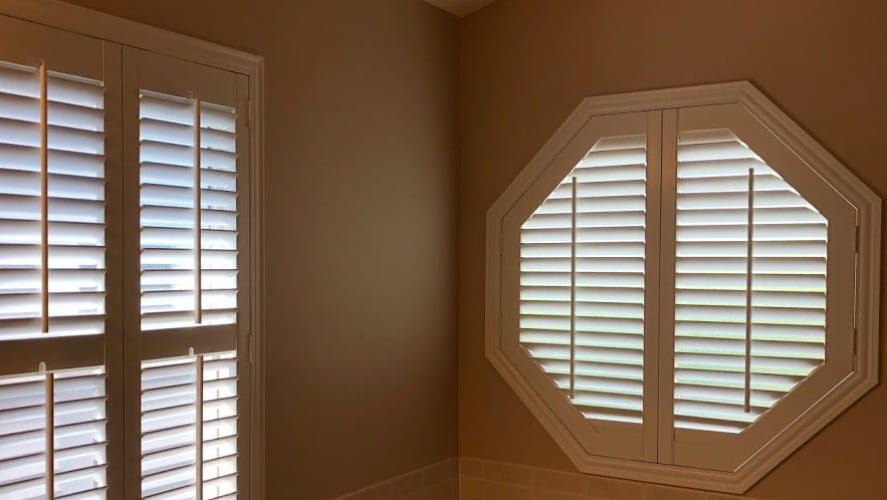 Plantation shutters on an octagon window